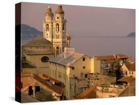 Chiesa della Conceszione Church Detail, Laigueglia, Riviera di Ponente, Liguria, Italy-Walter Bibikow-Stretched Canvas