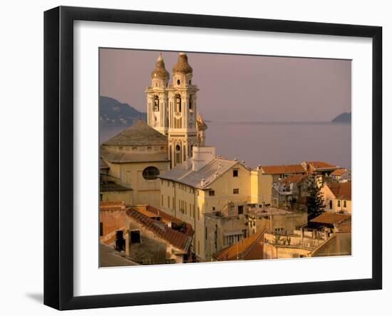 Chiesa della Conceszione Church Detail, Laigueglia, Riviera di Ponente, Liguria, Italy-Walter Bibikow-Framed Photographic Print