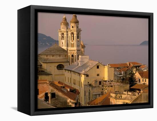 Chiesa della Conceszione Church Detail, Laigueglia, Riviera di Ponente, Liguria, Italy-Walter Bibikow-Framed Stretched Canvas