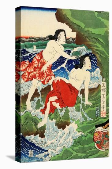 Chigogafuji Enishima, Woman Divers-Yoshitoshi Tsukioka-Stretched Canvas