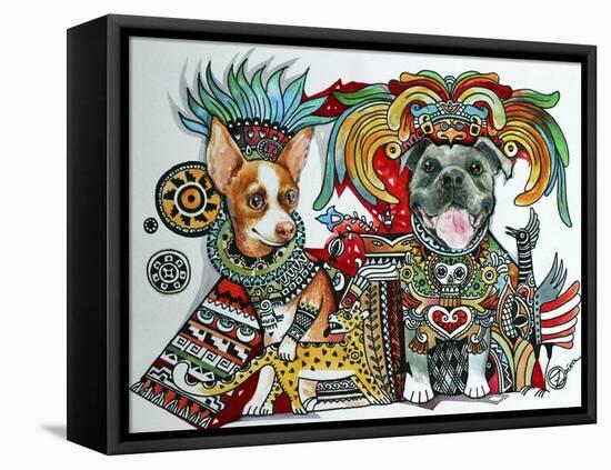 Chihuahua and Pitbull in Mexico-Oxana Zaika-Framed Stretched Canvas