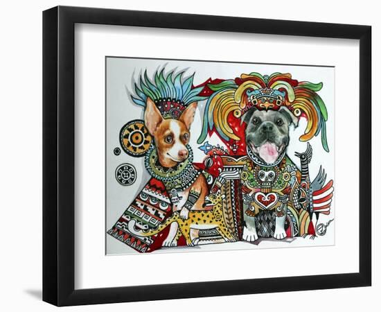 Chihuahua and Pitbull in Mexico-Oxana Zaika-Framed Premium Giclee Print