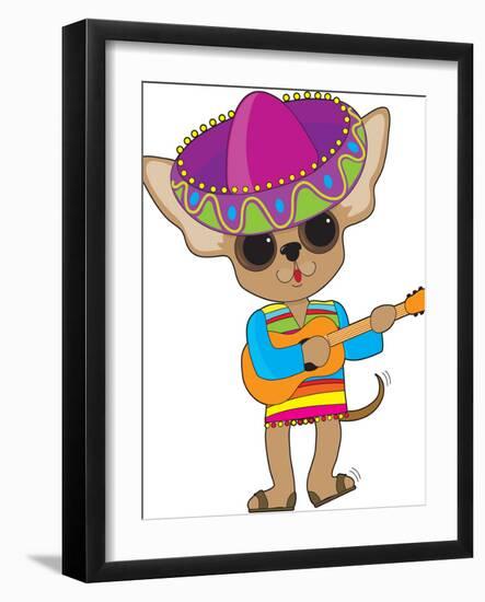 Chihuahua Guitar-mkoudis-Framed Art Print