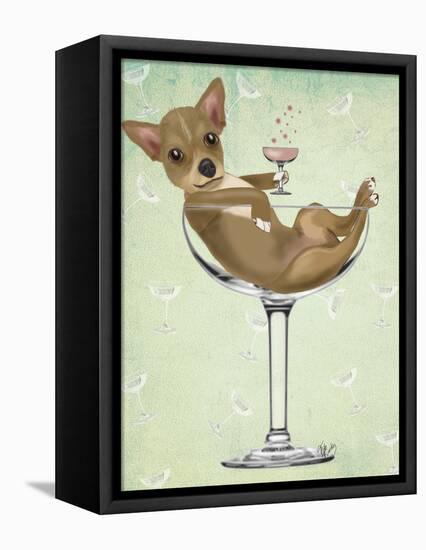 Chihuahua in Cocktail Glass-Fab Funky-Framed Stretched Canvas