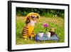 Chihuahua Picnic In Summer Garden-vitalytitov-Framed Photographic Print