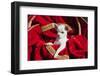 Chihuahua Puppy Surrounded in Red and Gold-Zandria Muench Beraldo-Framed Photographic Print