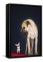 Chihuahua Sitting on Red Pillow, Great Dane Standing Alongside, Front View-null-Framed Stretched Canvas