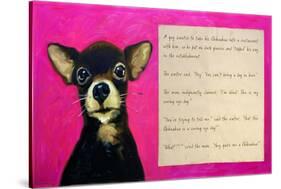 Chihuahua with a Blind Man in a Restaurant-Cathy Cute-Stretched Canvas