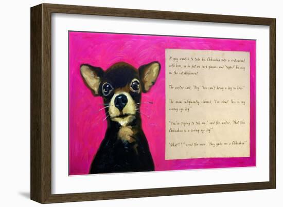 Chihuahua with a Blind Man in a Restaurant-Cathy Cute-Framed Giclee Print