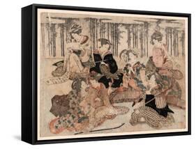 Chikurin No Kabe No Mae No Shichikenjin-Kubo Shunman-Framed Stretched Canvas