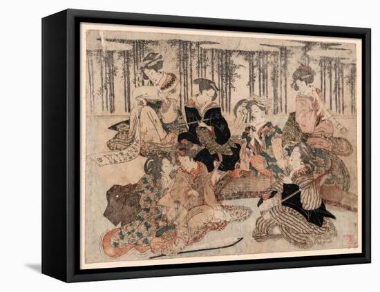 Chikurin No Kabe No Mae No Shichikenjin-Kubo Shunman-Framed Stretched Canvas