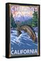 Chilcoot, California - Fly Fisherman-Lantern Press-Framed Stretched Canvas
