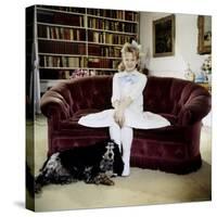 Child Actress Hayley Mills in Old Fashioned Dress with Spaniel at Making of Film "Pollyanna"-Loomis Dean-Stretched Canvas