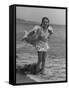 Child Actress Margaret O'Brien Posing at the Beach-null-Framed Stretched Canvas