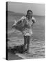 Child Actress Margaret O'Brien Posing at the Beach-null-Stretched Canvas
