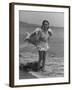 Child Actress Margaret O'Brien Posing at the Beach-null-Framed Photographic Print
