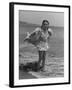 Child Actress Margaret O'Brien Posing at the Beach-null-Framed Photographic Print