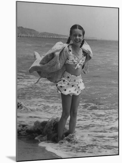 Child Actress Margaret O'Brien Posing at the Beach-null-Mounted Photographic Print