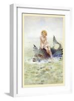 Child And A Sea Creature-Hector Caffieri-Framed Art Print