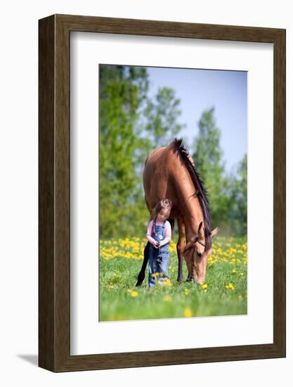 Child and Bay Horse in Field-Alexia Khruscheva-Framed Photographic Print