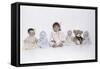 Child and Dog Wrapped in Towel-Nora Hernandez-Framed Stretched Canvas