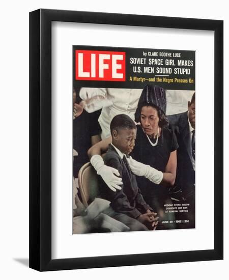 Child and Widow of Murdered Civil Rights Activist Medgar Evers at his Funeral, June 28, 1963-John Loengard-Framed Photographic Print