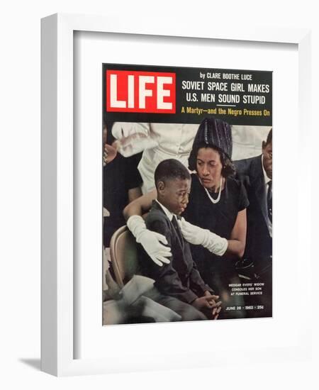 Child and Widow of Murdered Civil Rights Activist Medgar Evers at his Funeral, June 28, 1963-John Loengard-Framed Photographic Print