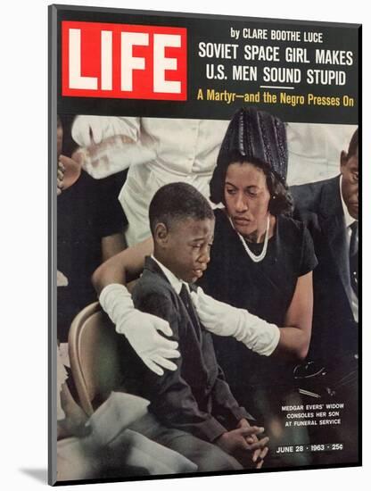 Child and Widow of Murdered Civil Rights Activist Medgar Evers at his Funeral, June 28, 1963-John Loengard-Mounted Photographic Print