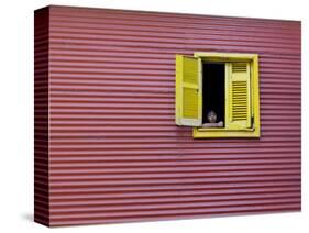 Child at a Window, La Boca, Buenos Aires, Argentina, South America-Thorsten Milse-Stretched Canvas