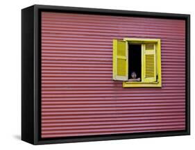 Child at a Window, La Boca, Buenos Aires, Argentina, South America-Thorsten Milse-Framed Stretched Canvas
