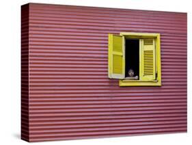 Child at a Window, La Boca, Buenos Aires, Argentina, South America-Thorsten Milse-Stretched Canvas