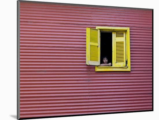 Child at a Window, La Boca, Buenos Aires, Argentina, South America-Thorsten Milse-Mounted Photographic Print