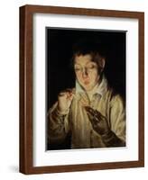 Child Blowing on an Ember, c.1570-El Greco-Framed Giclee Print