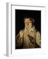 Child Blowing on an Ember, c.1570-El Greco-Framed Giclee Print