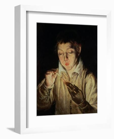 Child Blowing on an Ember, c.1570-El Greco-Framed Giclee Print