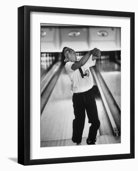 Child Bowling at a Local Bowling Alley-Art Rickerby-Framed Photographic Print