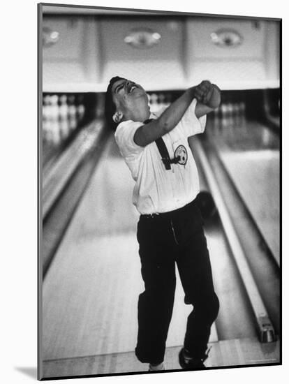 Child Bowling at a Local Bowling Alley-Art Rickerby-Mounted Photographic Print