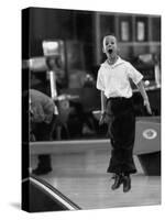 Child Bowling at a Local Bowling Alley-Art Rickerby-Stretched Canvas