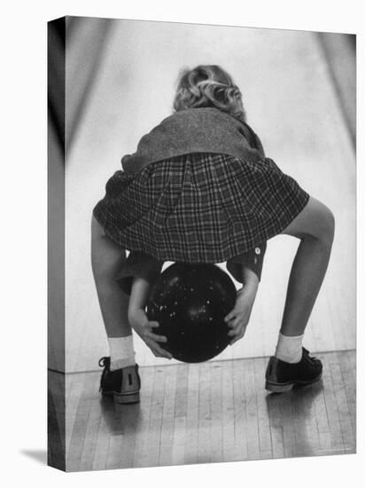 Child Bowling at a Local Bowling Alley-Art Rickerby-Stretched Canvas