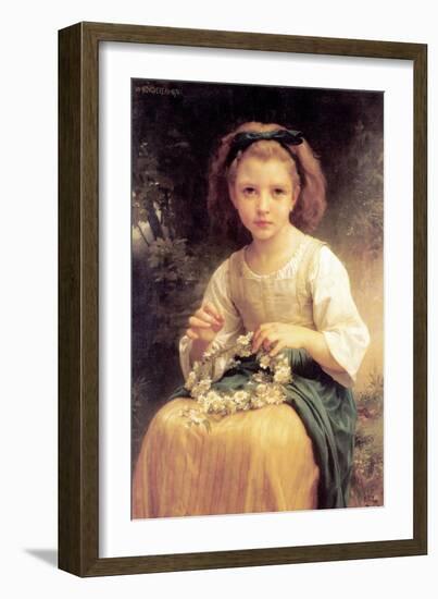 Child Braiding a Crown-William Adolphe Bouguereau-Framed Art Print