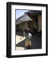 Child by Straw Hut, South Africa-Ryan Ross-Framed Photographic Print