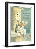 Child Clowns Waiting for Midnight-null-Framed Art Print