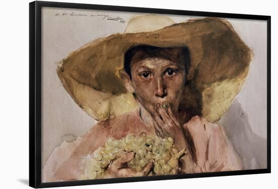 Child eating grapes, watercolor, 1898 - 50x65 cm - CAT 427. Location: MUSEO SOROLLA, MADRID, SPAIN-Joaquin Sorolla-Framed Poster