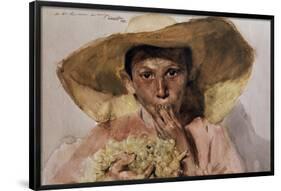 Child eating grapes, watercolor, 1898 - 50x65 cm - CAT 427. Location: MUSEO SOROLLA, MADRID, SPAIN-Joaquin Sorolla-Framed Poster