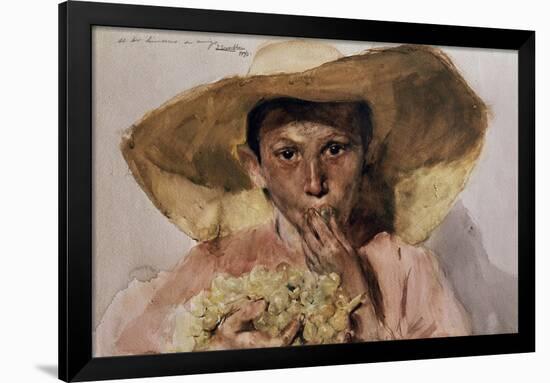 Child eating grapes, watercolor, 1898 - 50x65 cm - CAT 427. Location: MUSEO SOROLLA, MADRID, SPAIN-Joaquin Sorolla-Framed Poster
