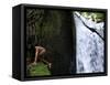 Child from the Ache Indigenous Group Plays Near a Waterfall in Cerro Moroti, Paraguay-null-Framed Stretched Canvas