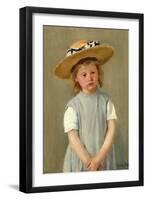 Child in a Straw Hat. Dated: c. 1886. Dimensions: overall: 65.3 x 49.2 cm (25 11/16 x 19 3/8 in....-Mary Cassatt-Framed Premium Giclee Print