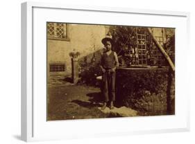 Child in Front of Well, Photograph Taken-Giovanni Pascoli-Framed Giclee Print