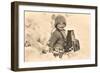 Child in Snow with Old Camera-null-Framed Art Print