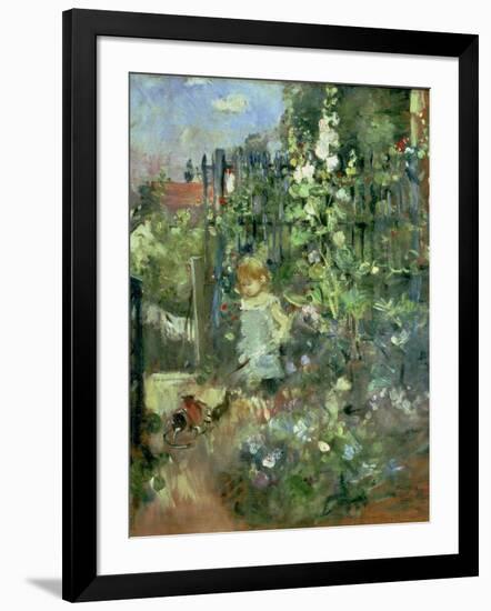 Child in the Hollyhocks, 1881-Berthe Morisot-Framed Giclee Print